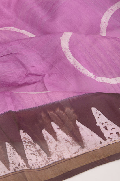 Chanderi Silk Batik Printed Lavender Saree