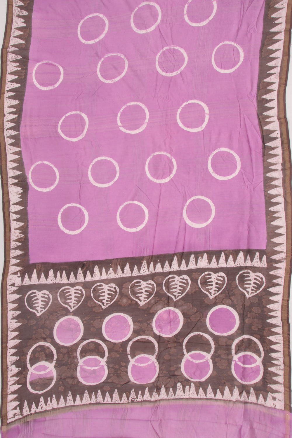 Chanderi Silk Batik Printed Lavender Saree