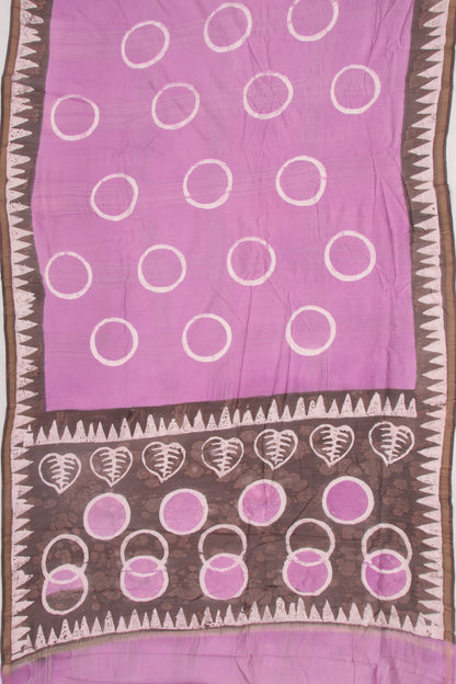 Chanderi Silk Batik Printed Lavender Saree