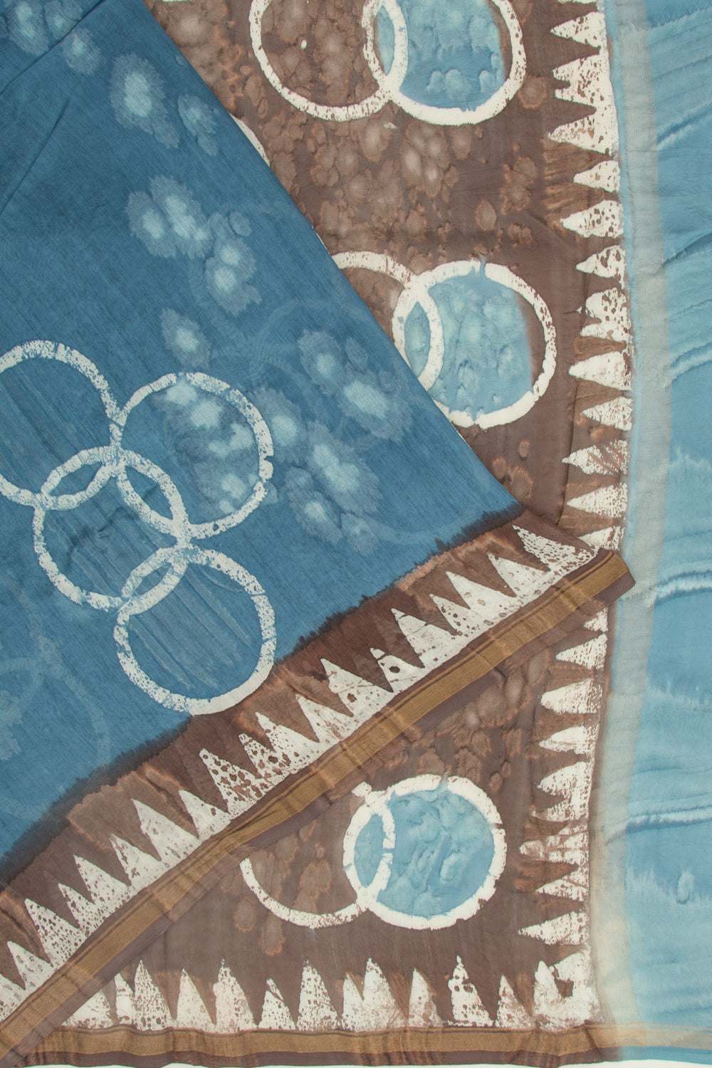 Chanderi Silk Batik Printed Blue Saree