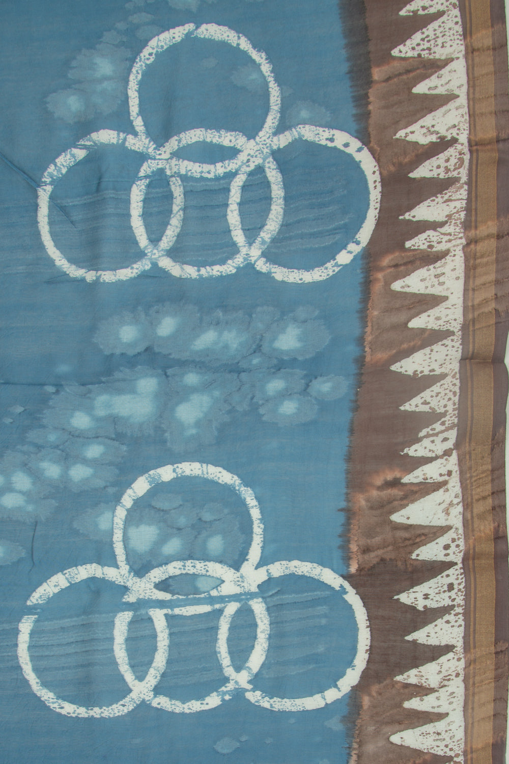 Chanderi Silk Batik Printed Blue Saree