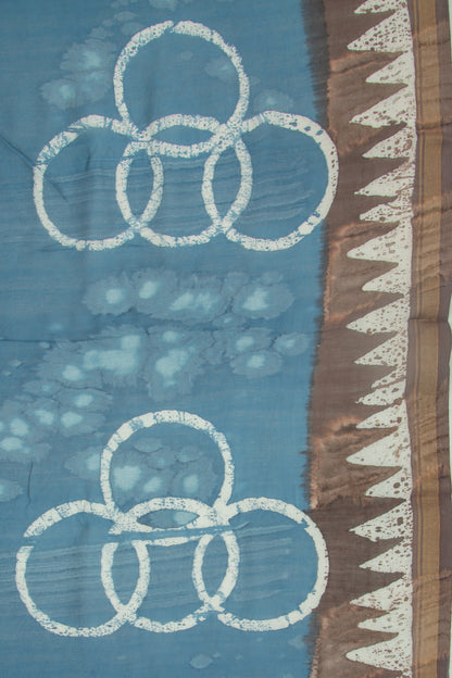 Chanderi Silk Batik Printed Blue Saree