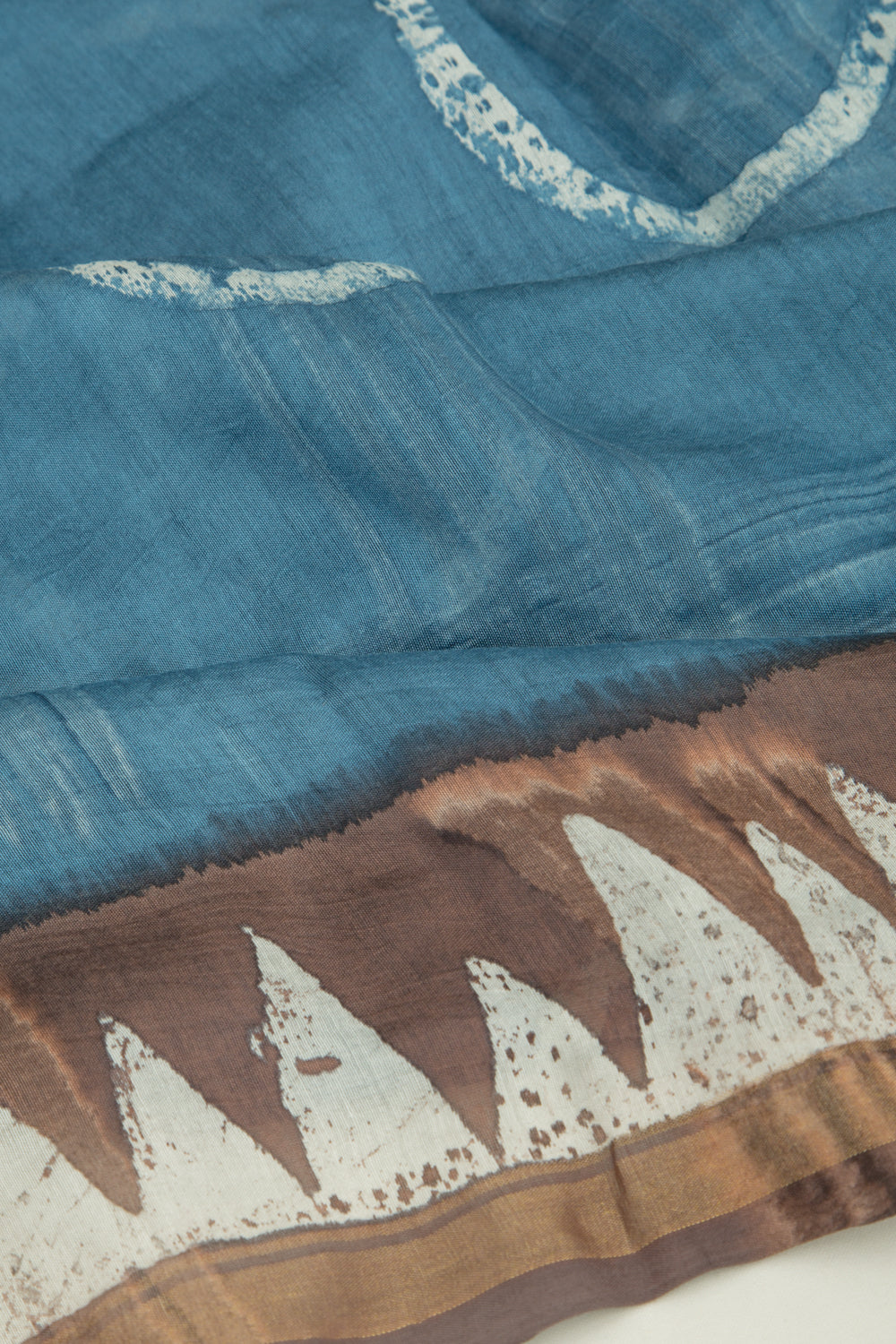 Chanderi Silk Batik Printed Blue Saree