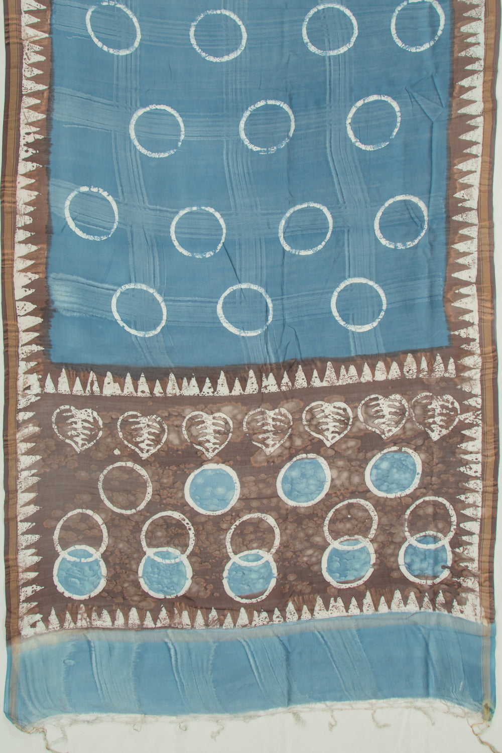 Chanderi Silk Batik Printed Blue Saree