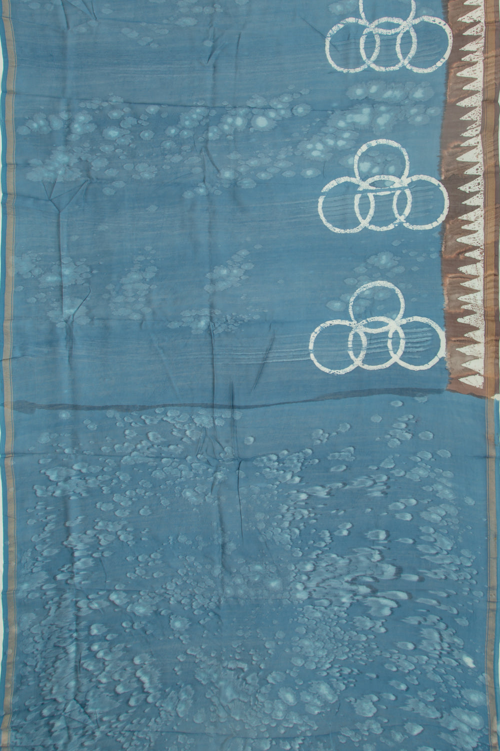Chanderi Silk Batik Printed Blue Saree