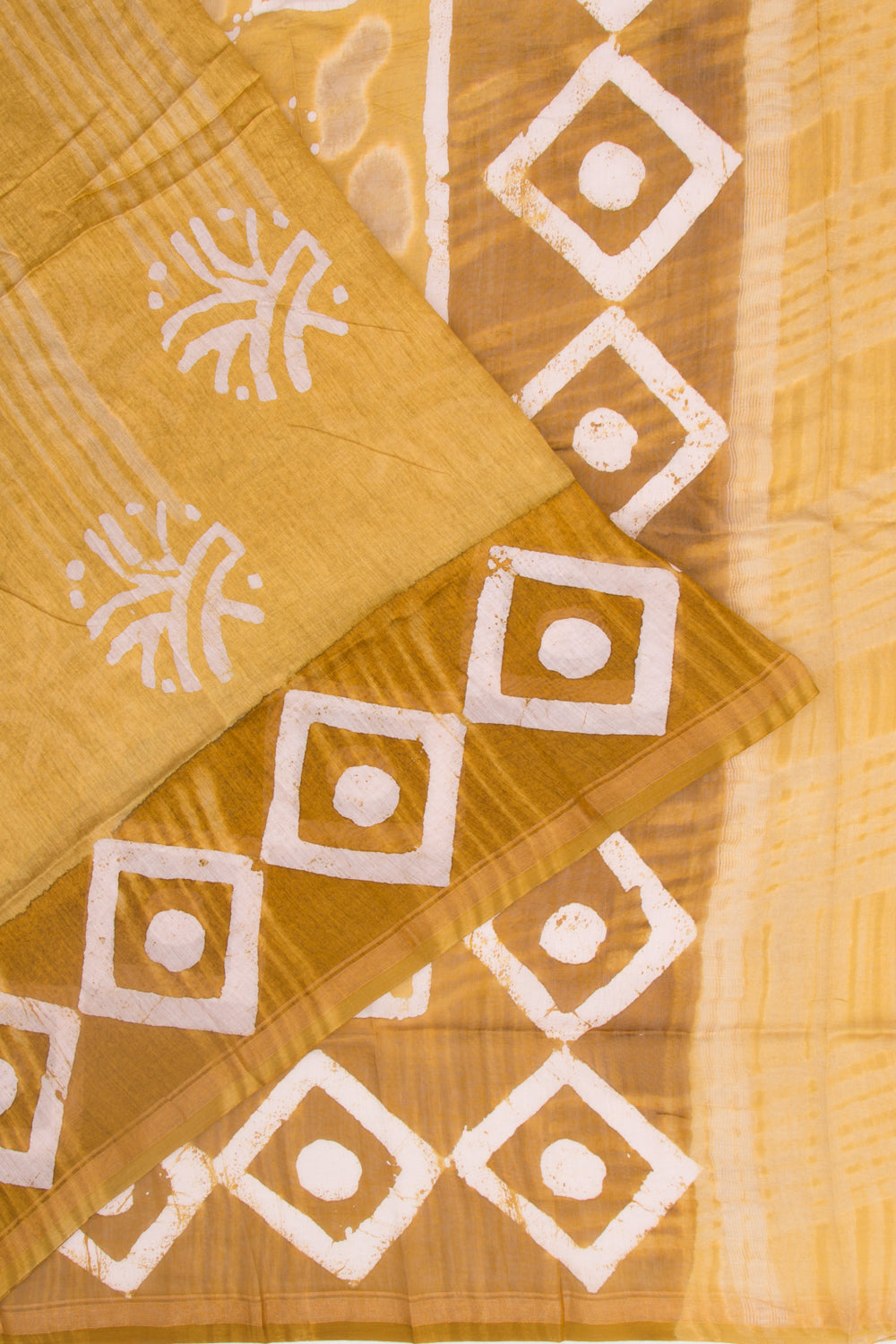 Chanderi Silk Batik Printed Yellow Saree