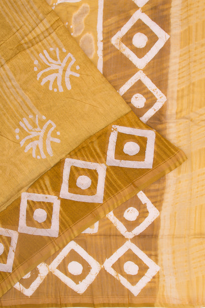 Chanderi Silk Batik Printed Yellow Saree