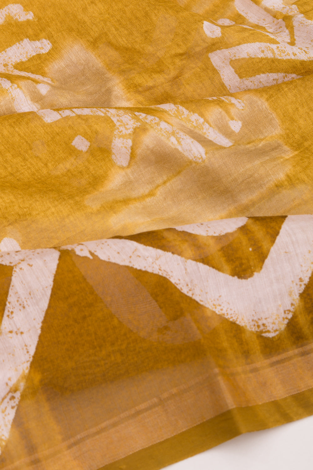 Chanderi Silk Batik Printed Yellow Saree