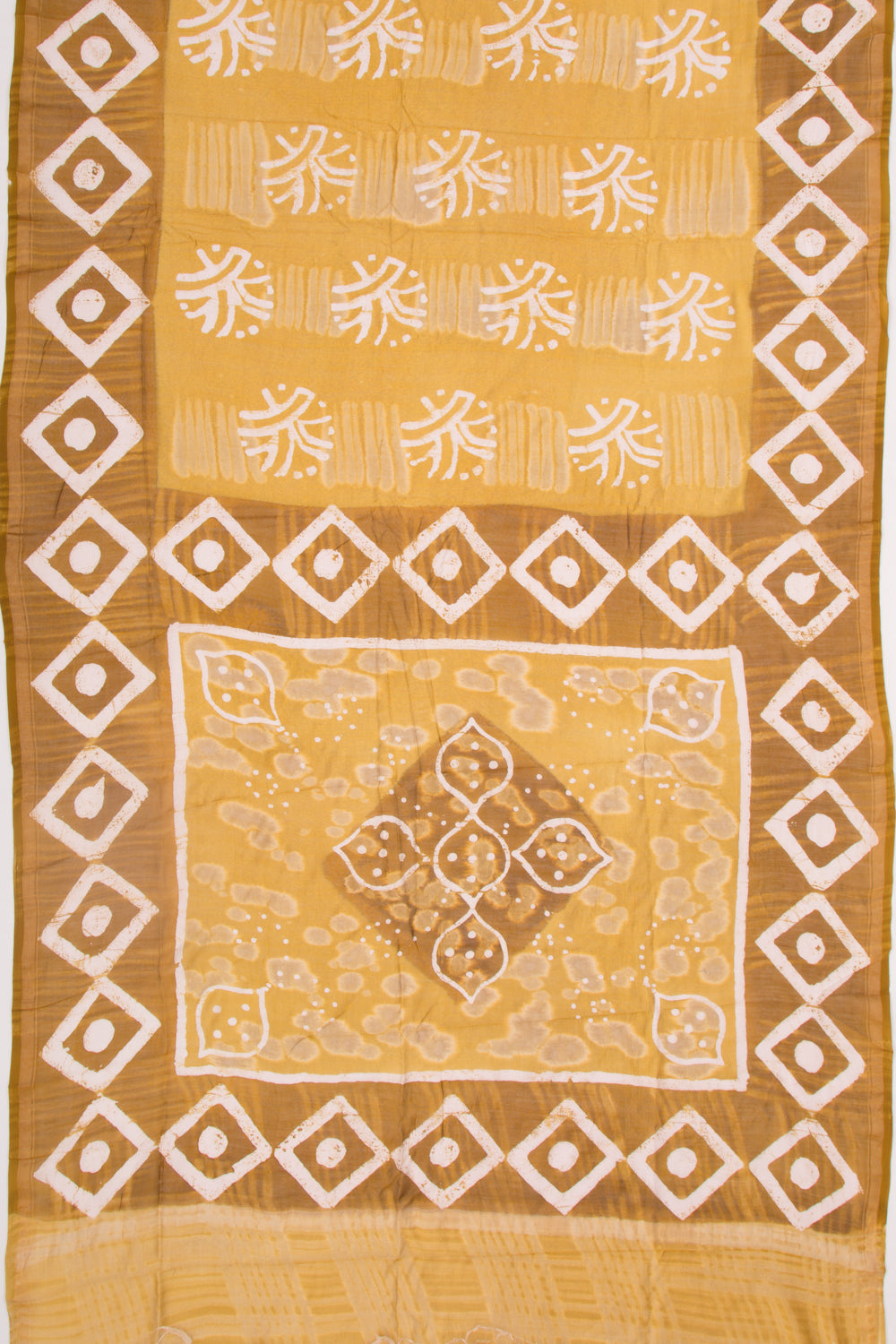 Chanderi Silk Batik Printed Yellow Saree