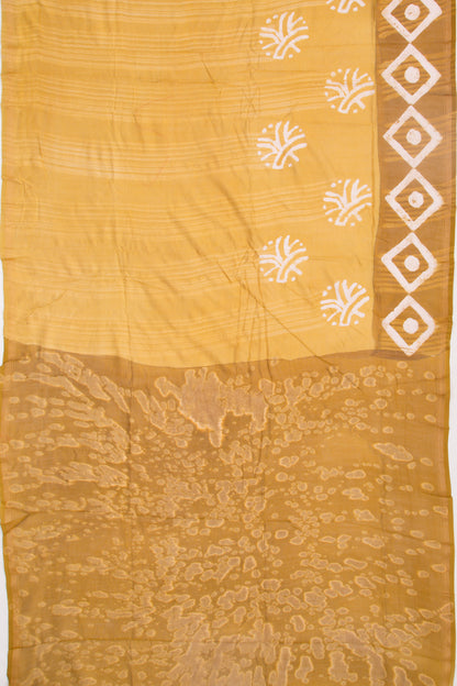 Chanderi Silk Batik Printed Yellow Saree
