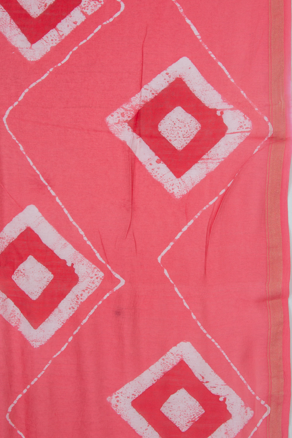 Chanderi Silk Batik Printed Pink Saree