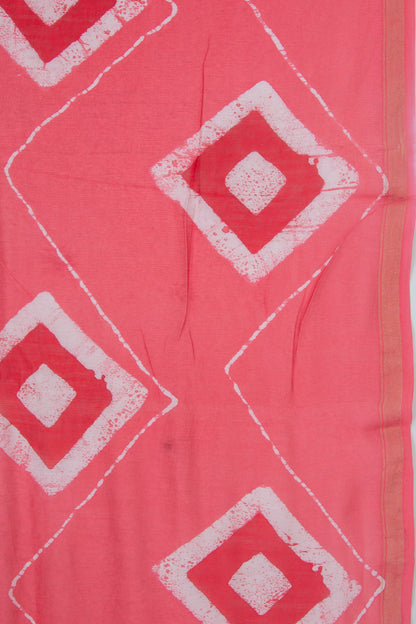 Chanderi Silk Batik Printed Pink Saree