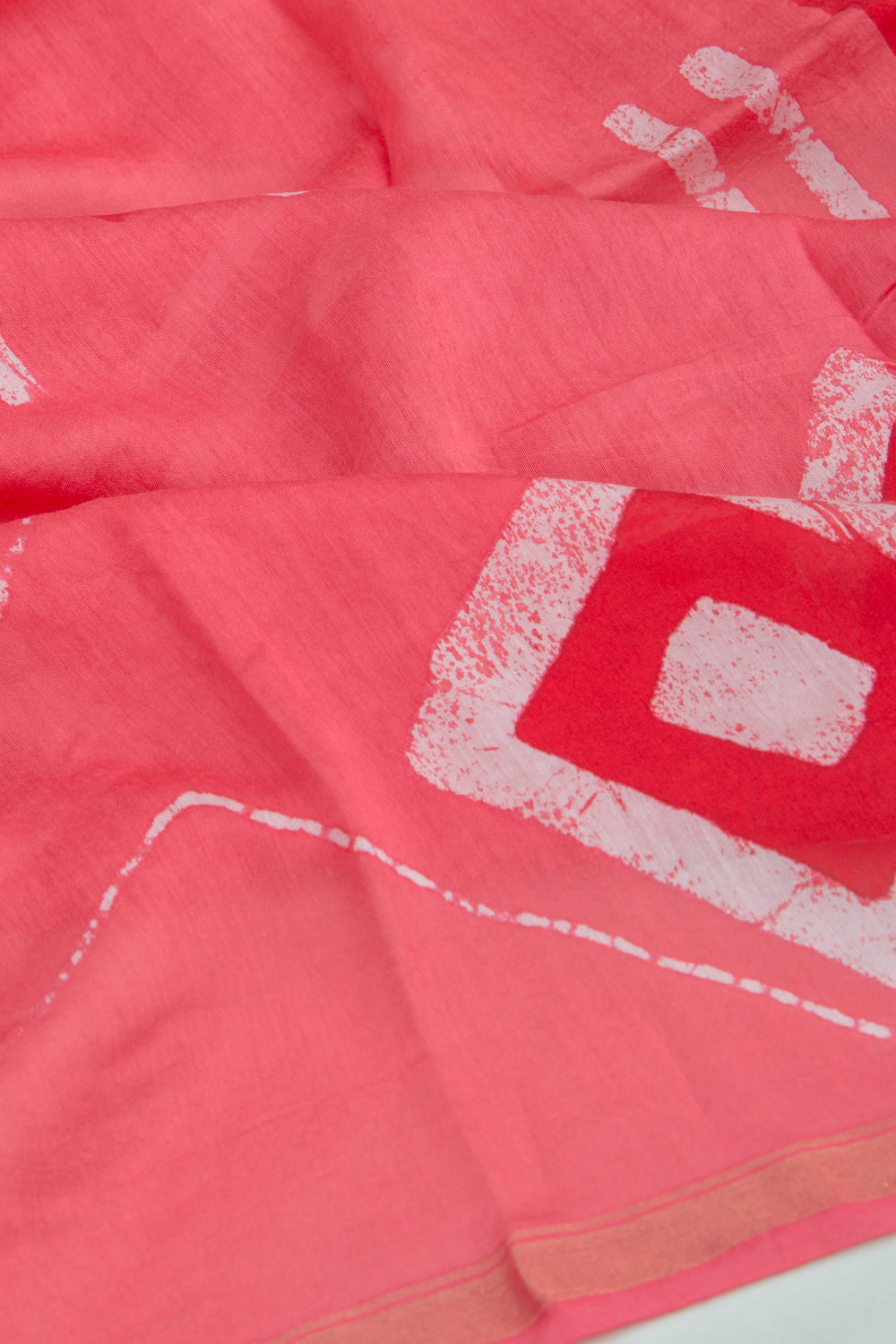 Chanderi Silk Batik Printed Pink Saree