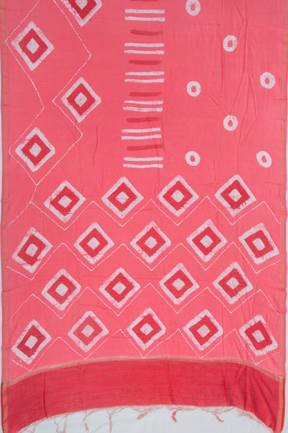 Chanderi Silk Batik Printed Pink Saree
