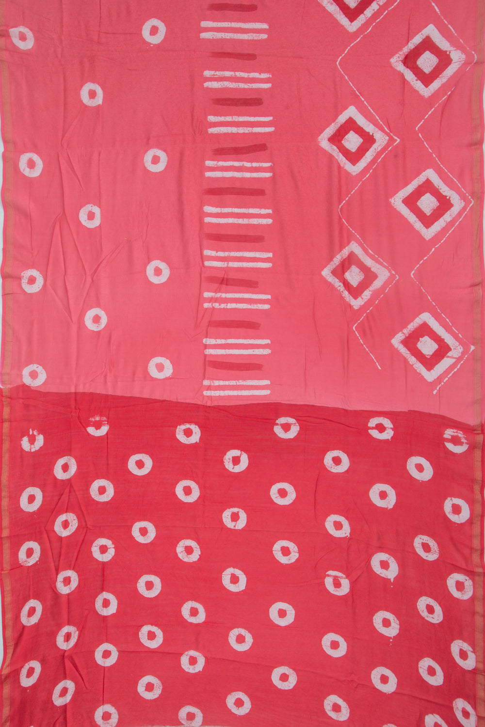 Chanderi Silk Batik Printed Pink Saree