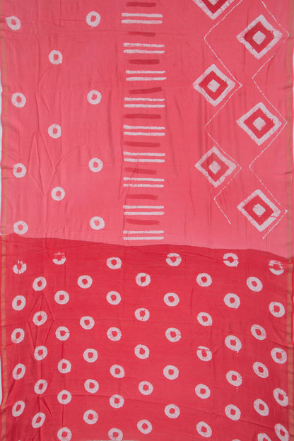 Chanderi Silk Batik Printed Pink Saree