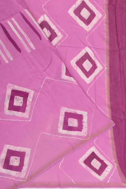 Chanderi Silk Batik Printed Pink Saree