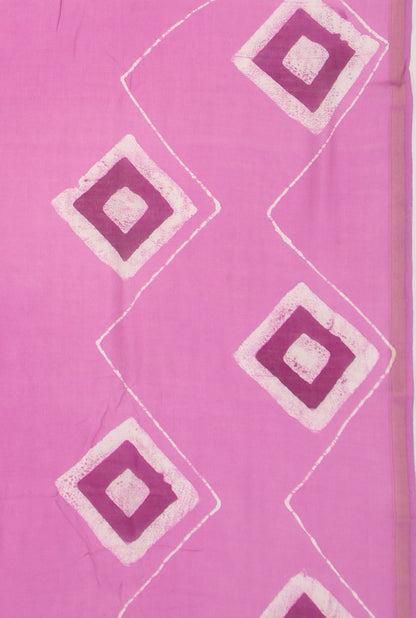 Chanderi Silk Batik Printed Pink Saree