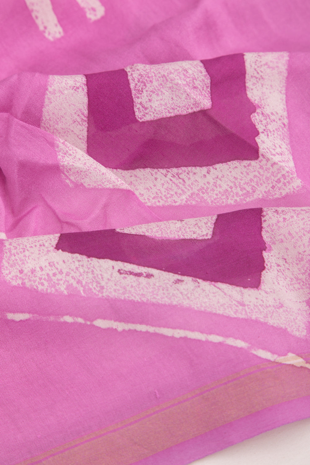 Chanderi Silk Batik Printed Pink Saree
