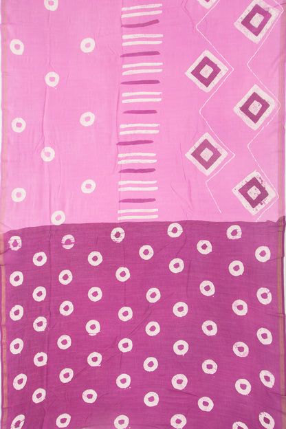 Chanderi Silk Batik Printed Pink Saree