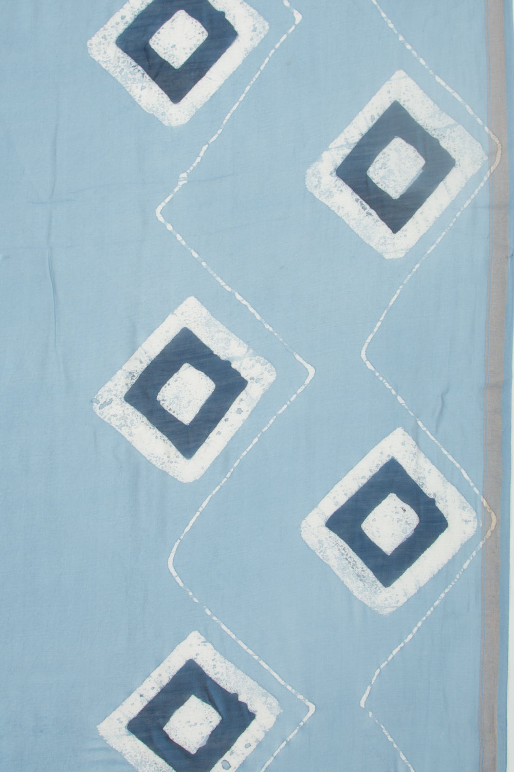 Chanderi Silk Batik Printed Pastel Blue Saree