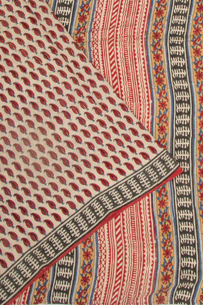 Chanderi Cotton Printed Cream Saree