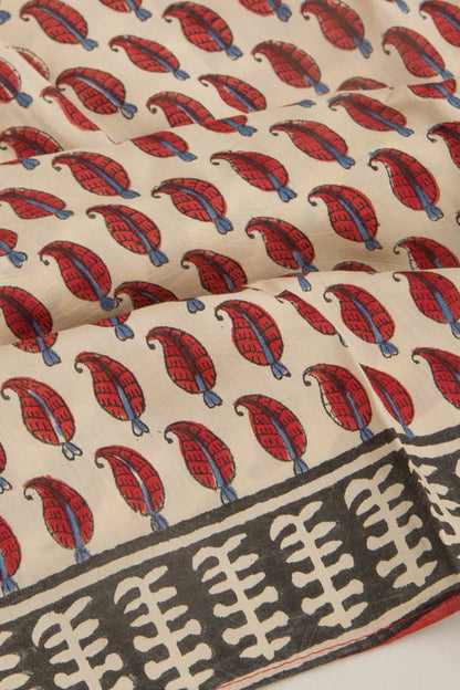 Chanderi Cotton Printed Cream Saree