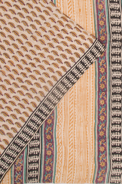 Chanderi Cotton Printed Cream Saree