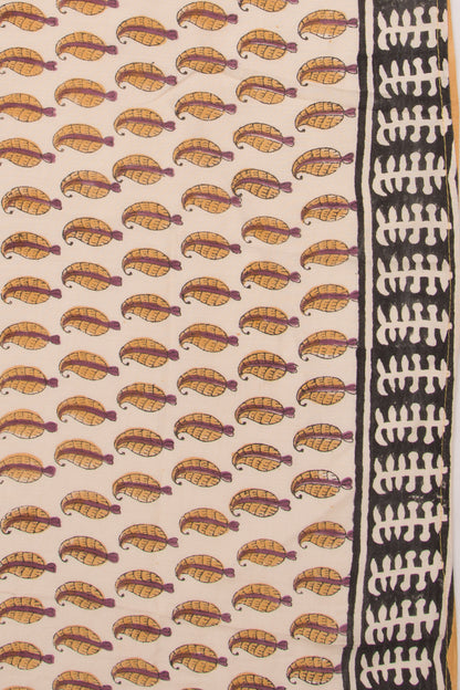 Chanderi Cotton Printed Cream Saree