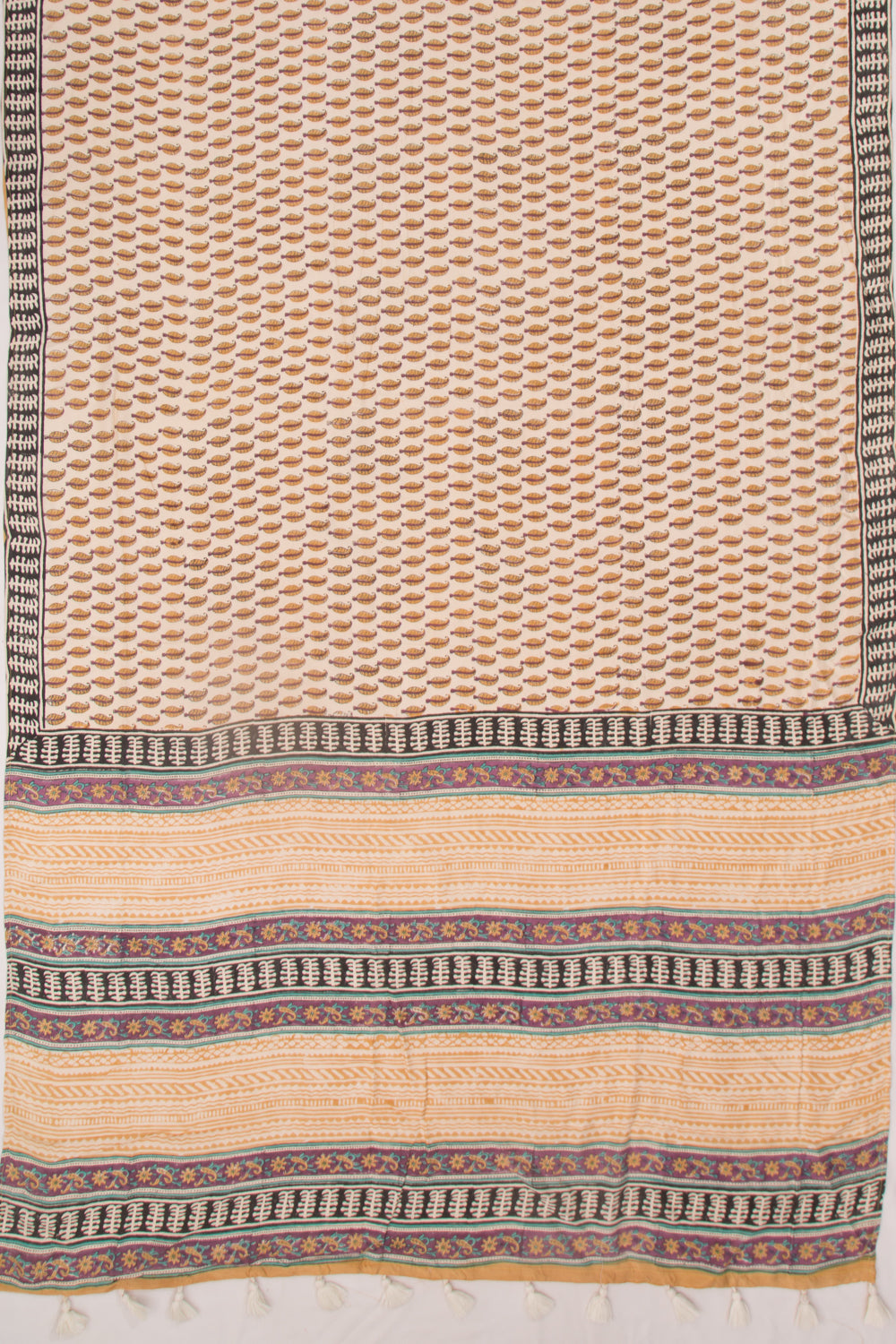 Chanderi Cotton Printed Cream Saree