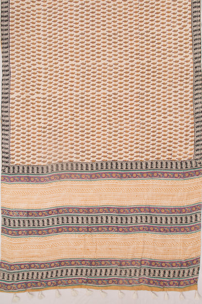 Chanderi Cotton Printed Cream Saree