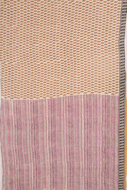 Chanderi Cotton Printed Cream Saree