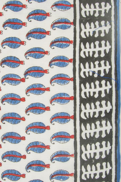 Chanderi Silk Printed White Saree