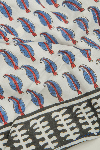 Chanderi Silk Printed White Saree