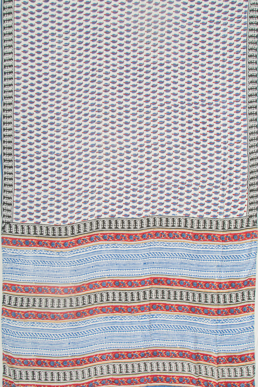 Chanderi Silk Printed White Saree