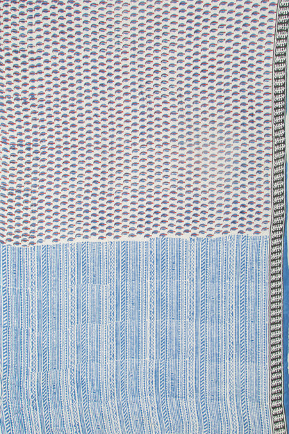 Chanderi Silk Printed White Saree