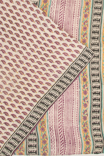 Chanderi Silk Printed Cream Saree