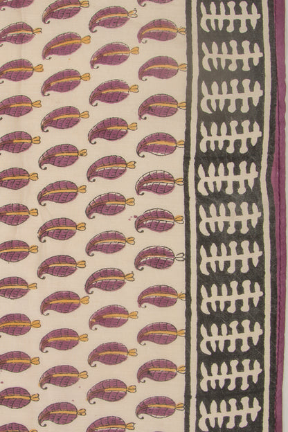 Chanderi Silk Printed Cream Saree