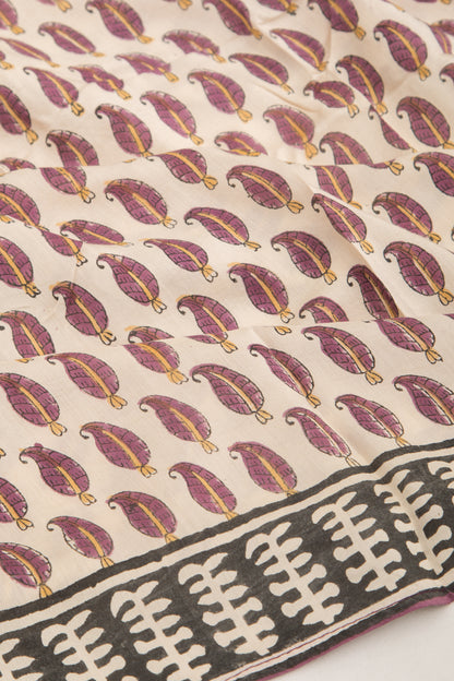 Chanderi Silk Printed Cream Saree
