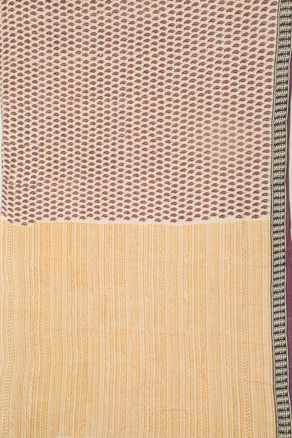 Chanderi Silk Printed Cream Saree