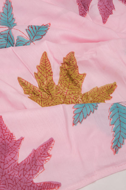 Chanderi Silk Floral Printed Baby Pink Saree