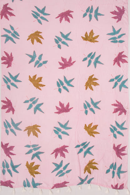 Chanderi Silk Floral Printed Baby Pink Saree