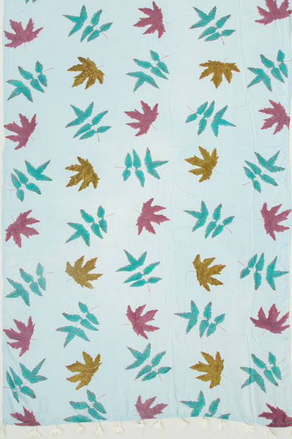 Chanderi Silk Floral Printed Pastel Blue Saree