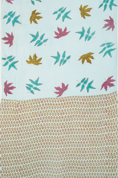 Chanderi Silk Floral Printed Pastel Blue Saree