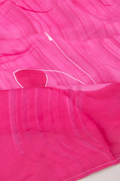 Chanderi Silk Floral Printed Pink Saree