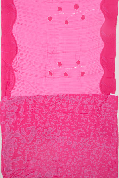 Chanderi Silk Floral Printed Pink Saree