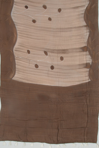 Chanderi Silk Floral Printed Beige Saree