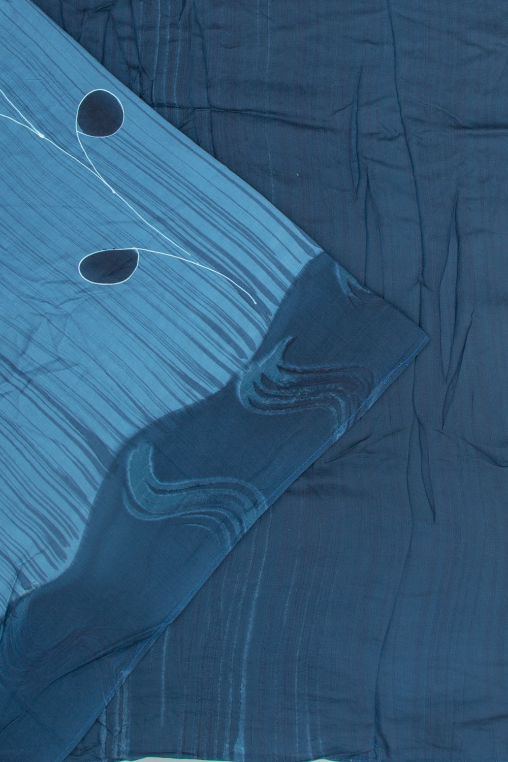 Chanderi Silk Batik Printed Blue Saree