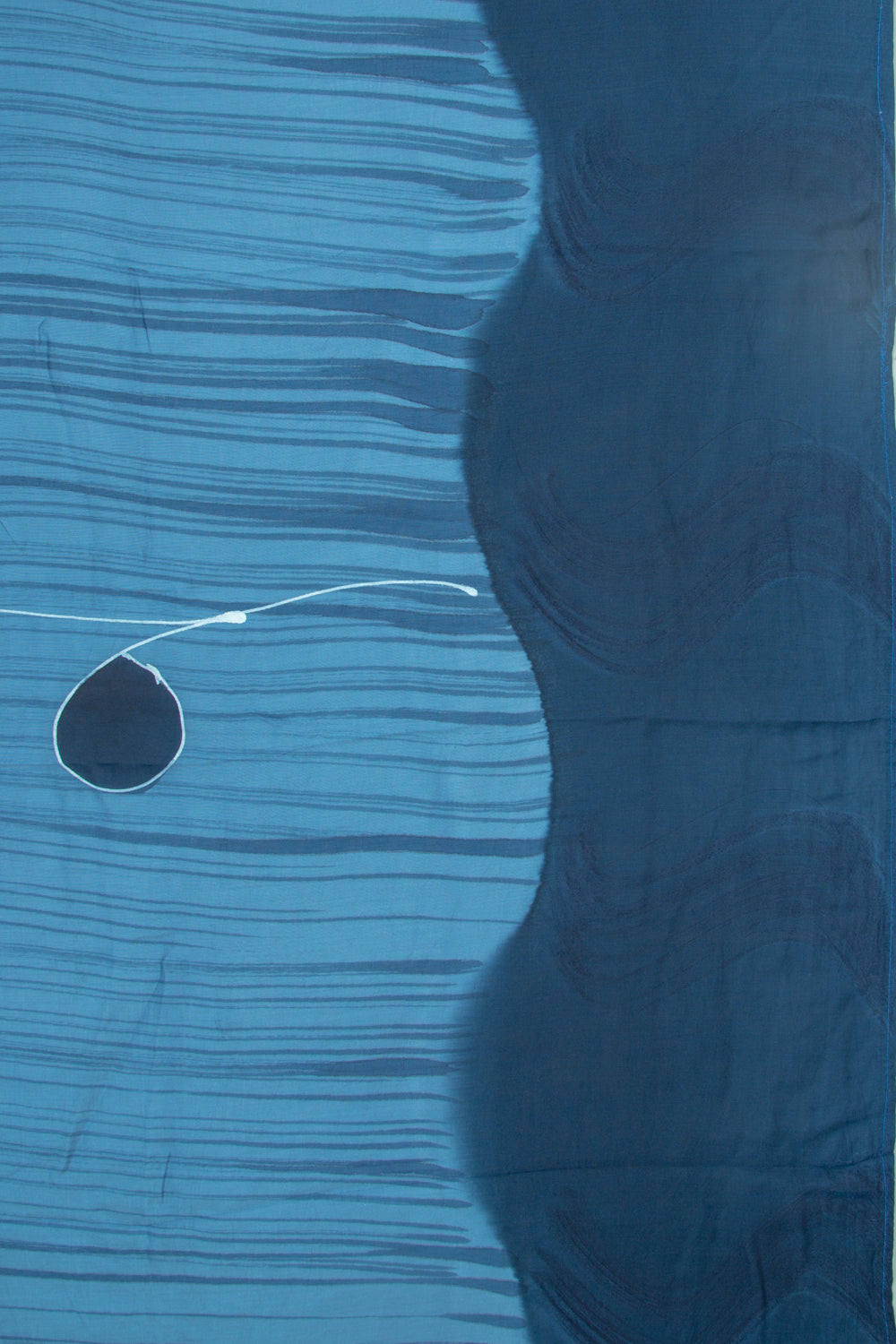 Chanderi Silk Batik Printed Blue Saree