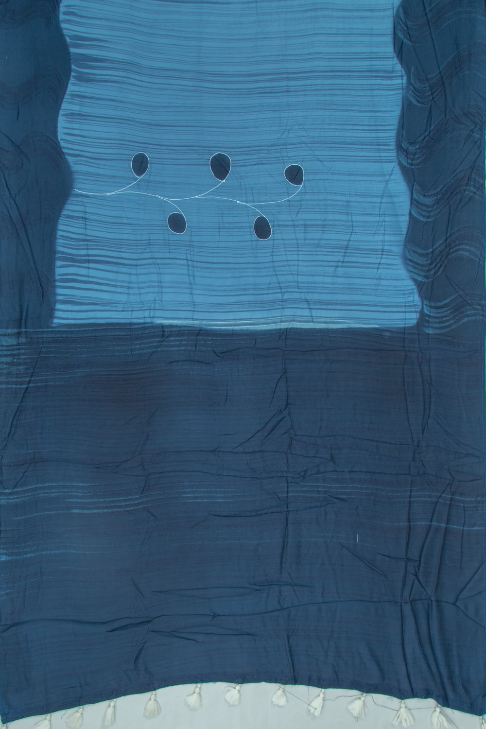 Chanderi Silk Batik Printed Blue Saree